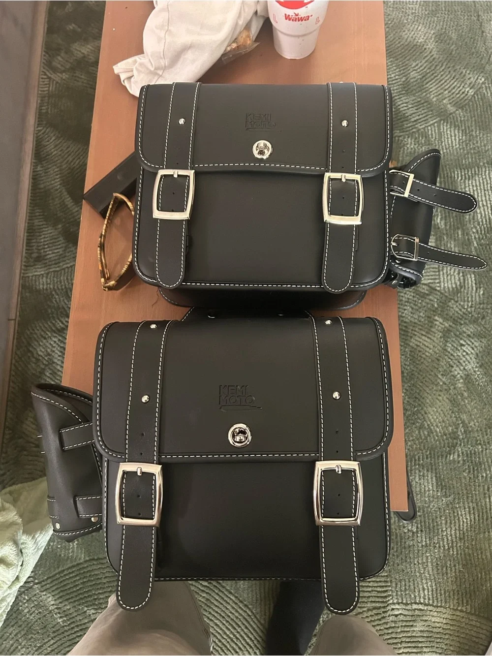 Kemi Moto leather motorcycle saddlebag